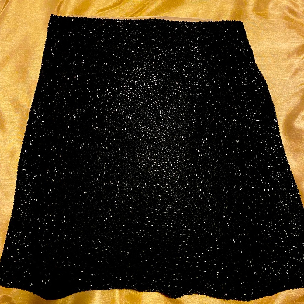 Short Black Beaded Skirt -Fully lined